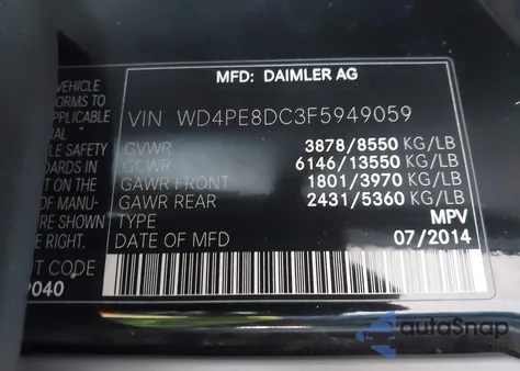 2015 Mercedes-Benz Sprinter 2500 High Roof z USA, uszkodzony, nr VIN WD4PE8DC3F5949059